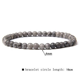 4mm Map Stone Stretchy Gemstone Beaded Bracelet / Jewelry NWT